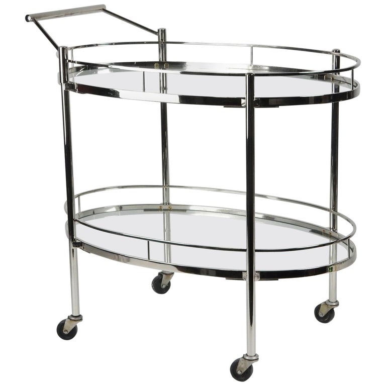 1940s Chrome Bar Cart Trolley by Maxwell-Phillips of New York For Sale