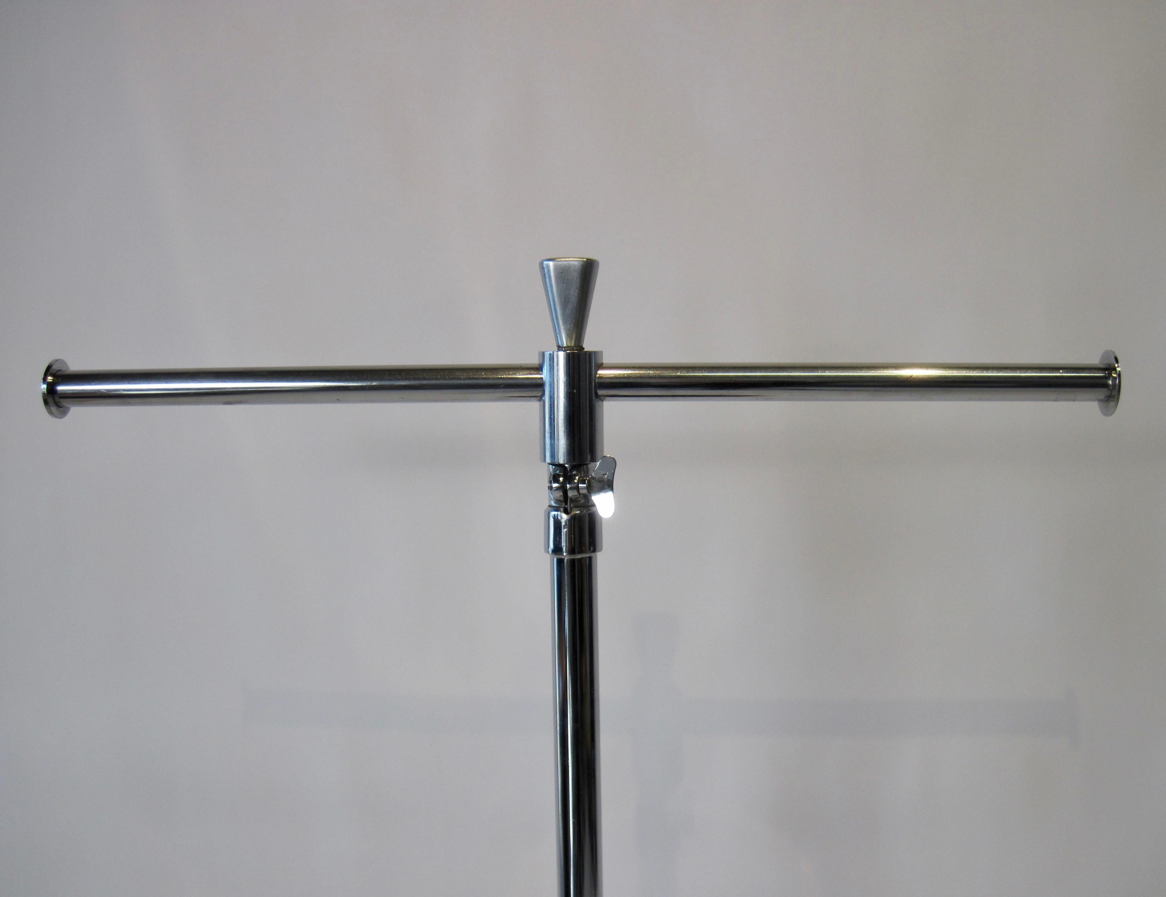 American 1940s Chrome Plated T-Bar Clothing Rack Stand