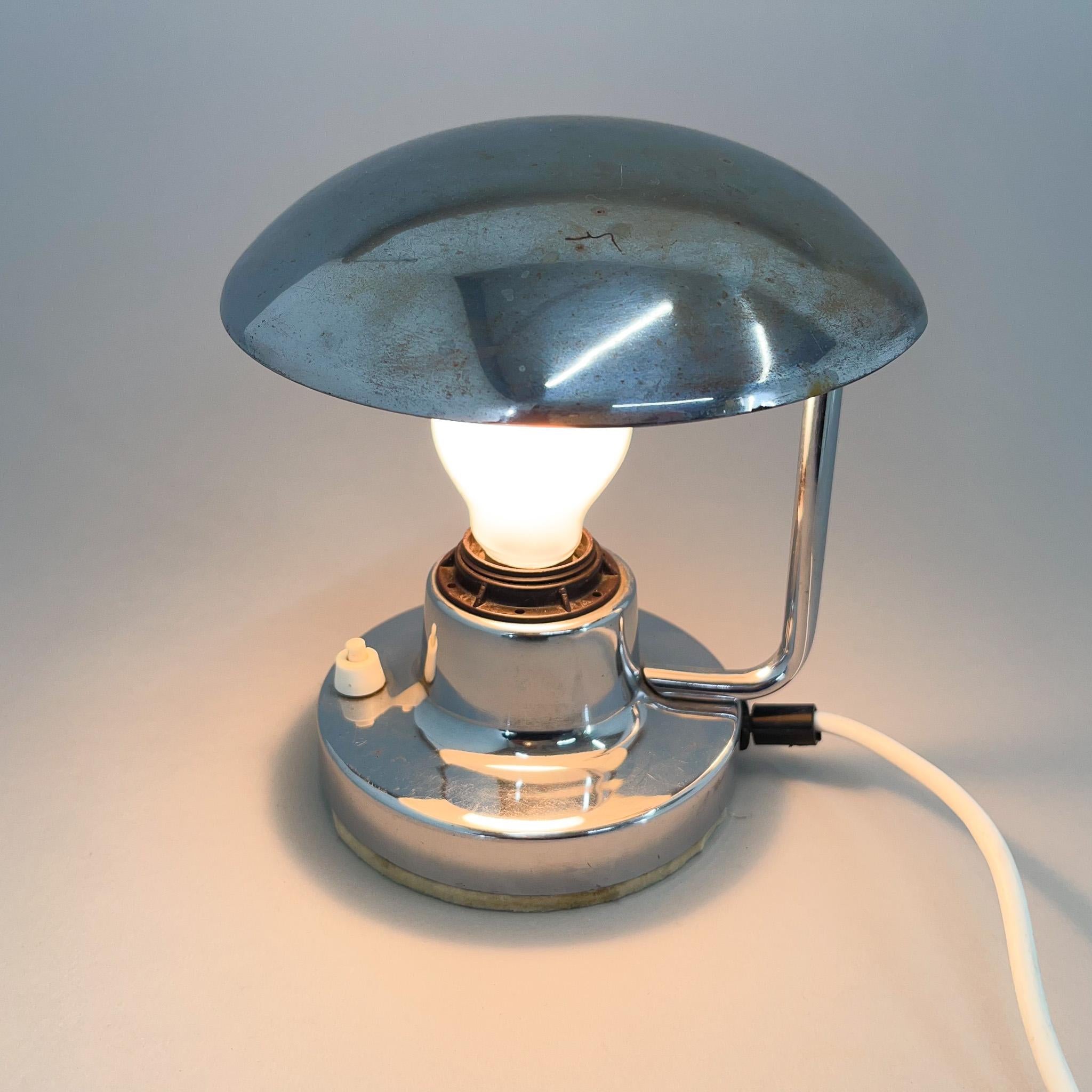 1940s Chrome Table Lamp by Napako, Czechoslovakia In Good Condition For Sale In Praha, CZ