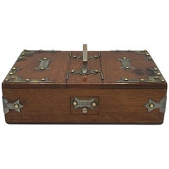 1940s Cigar Humidor Box with Brass Campaign Detailing