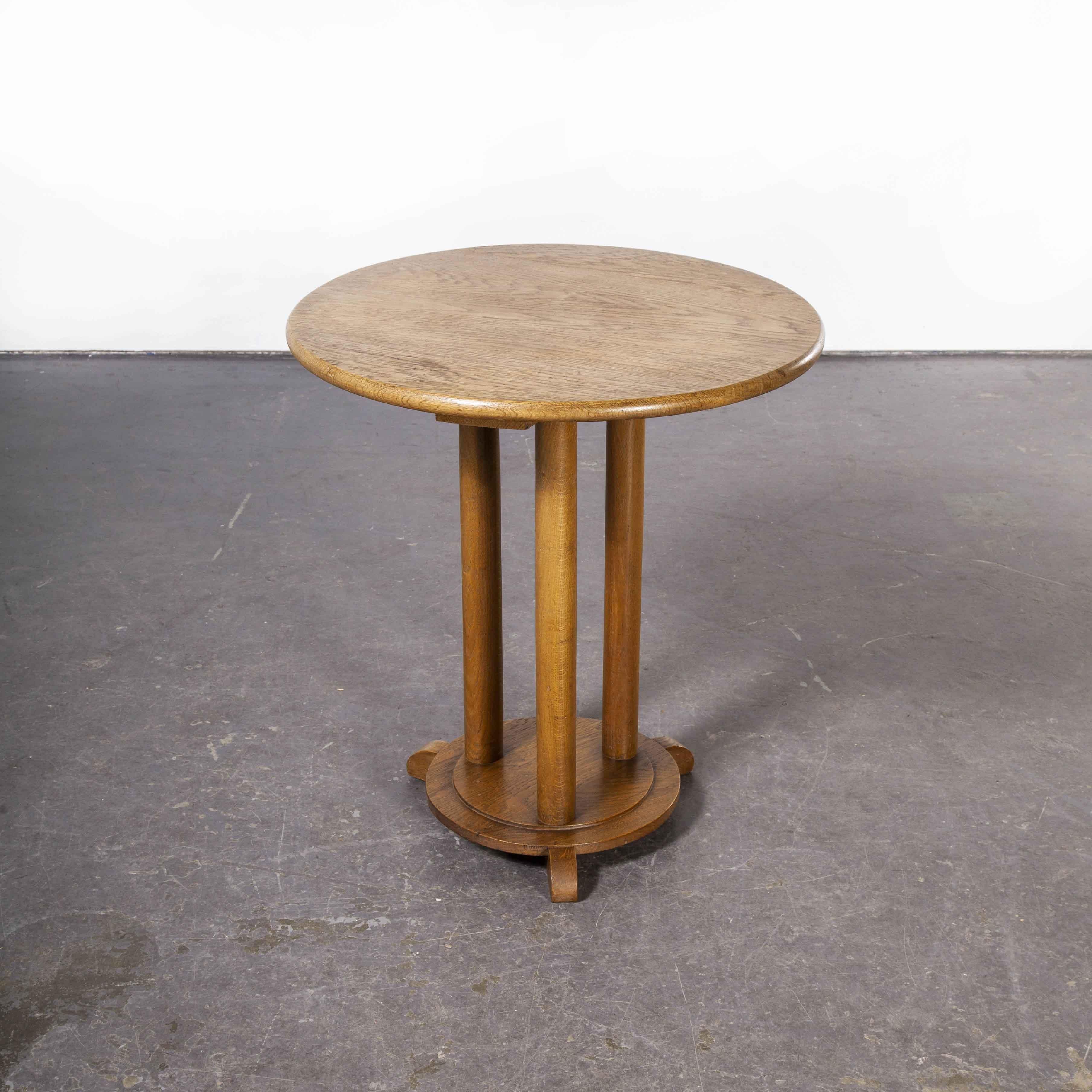 1940's Circular Side Table, Three Column Base In Good Condition In Hook, Hampshire