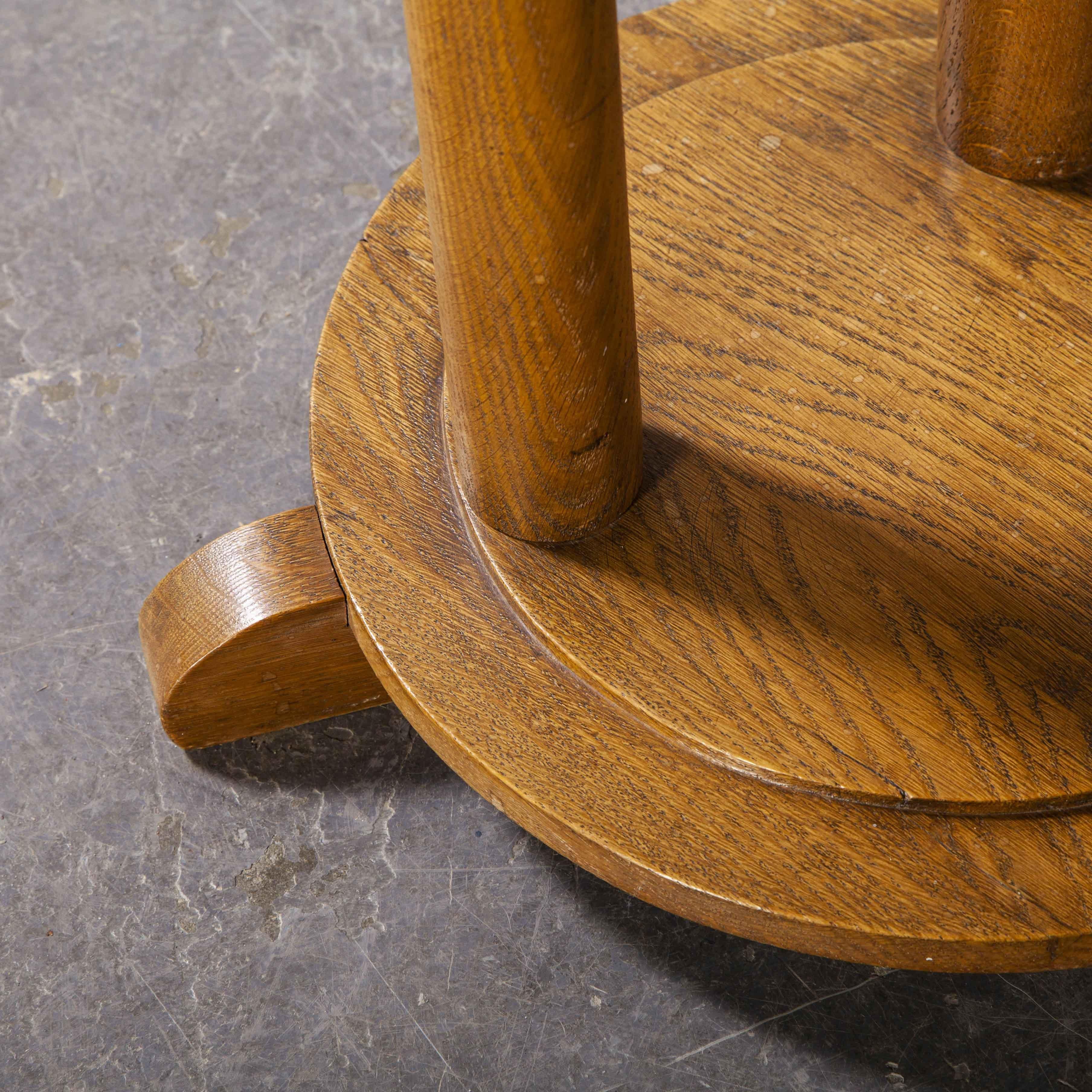Wood 1940's Circular Side Table, Three Column Base