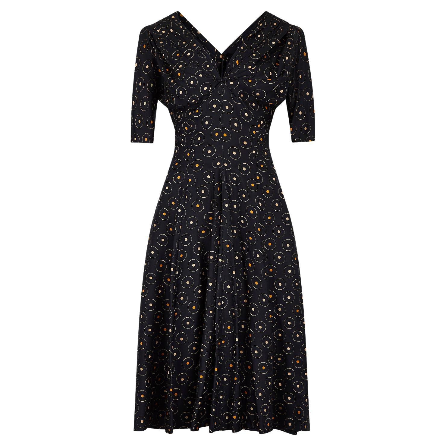 1940s Claire McCardell by Townley Navy Silk Dress