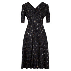 Vintage 1940s Claire McCardell by Townley Navy Silk Dress