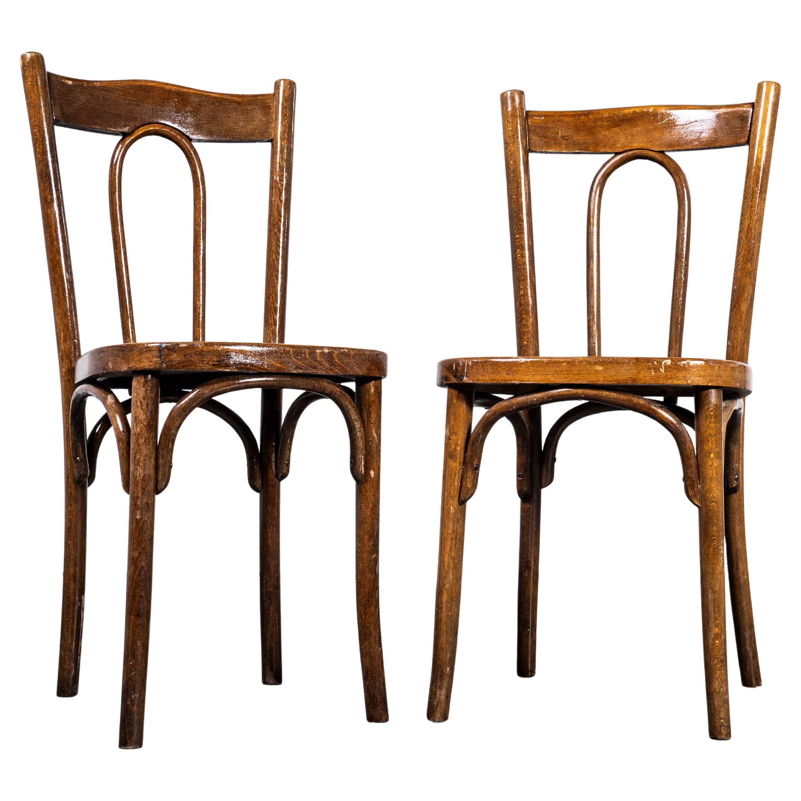 1940
s Classic Tight Hoop Back Bentwood Dining Chairs - Pair
