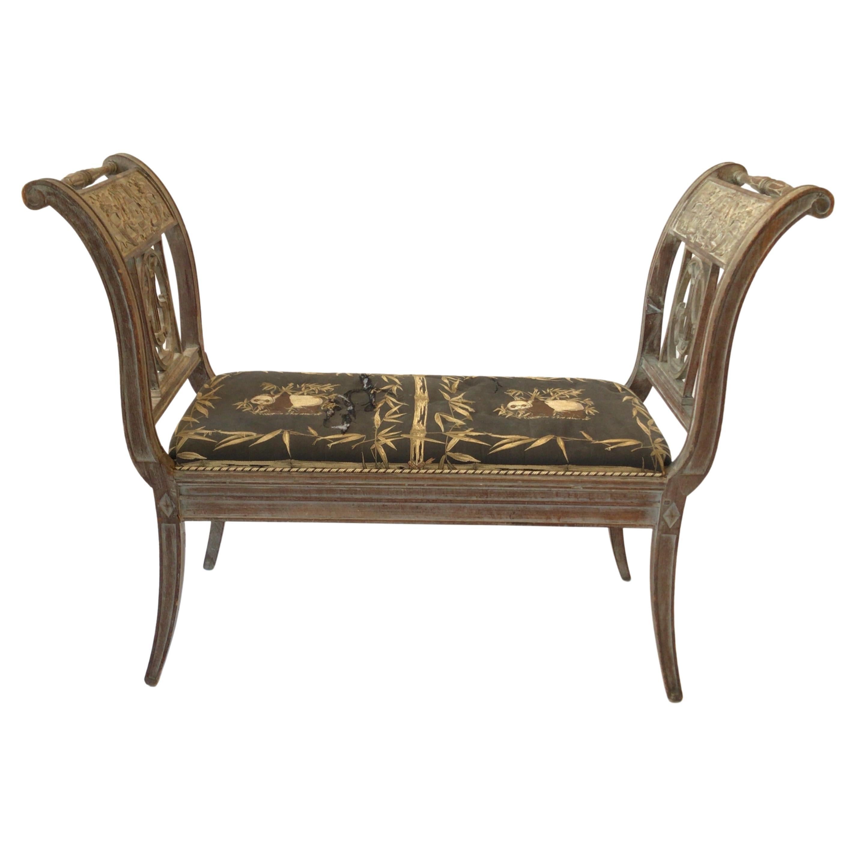 Vintage Carved Wood Window Bench For Sale at 1stDibs