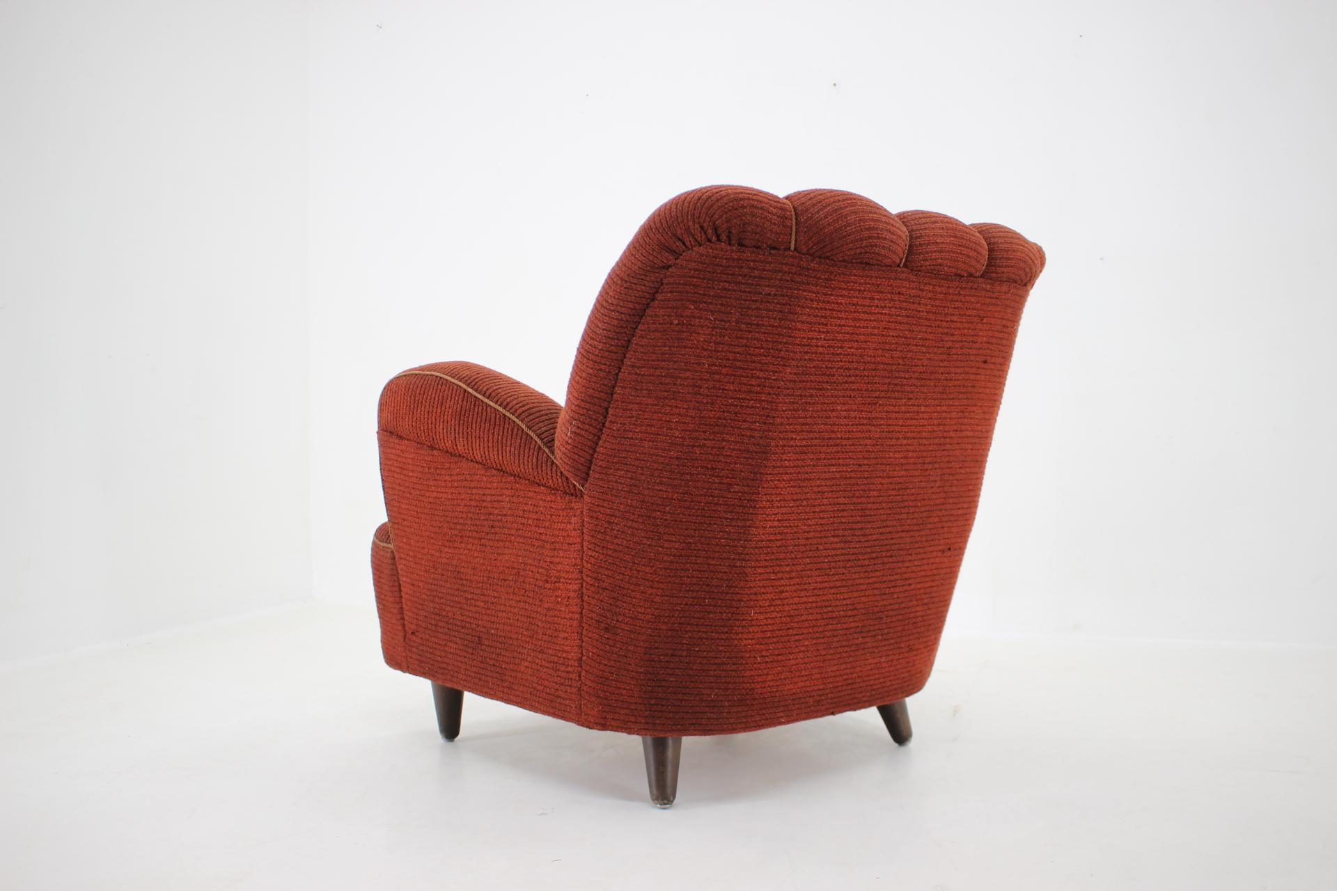 Mid-20th Century 1940s Club Wool Armchair, Czechoslovakia / 3 Items Available