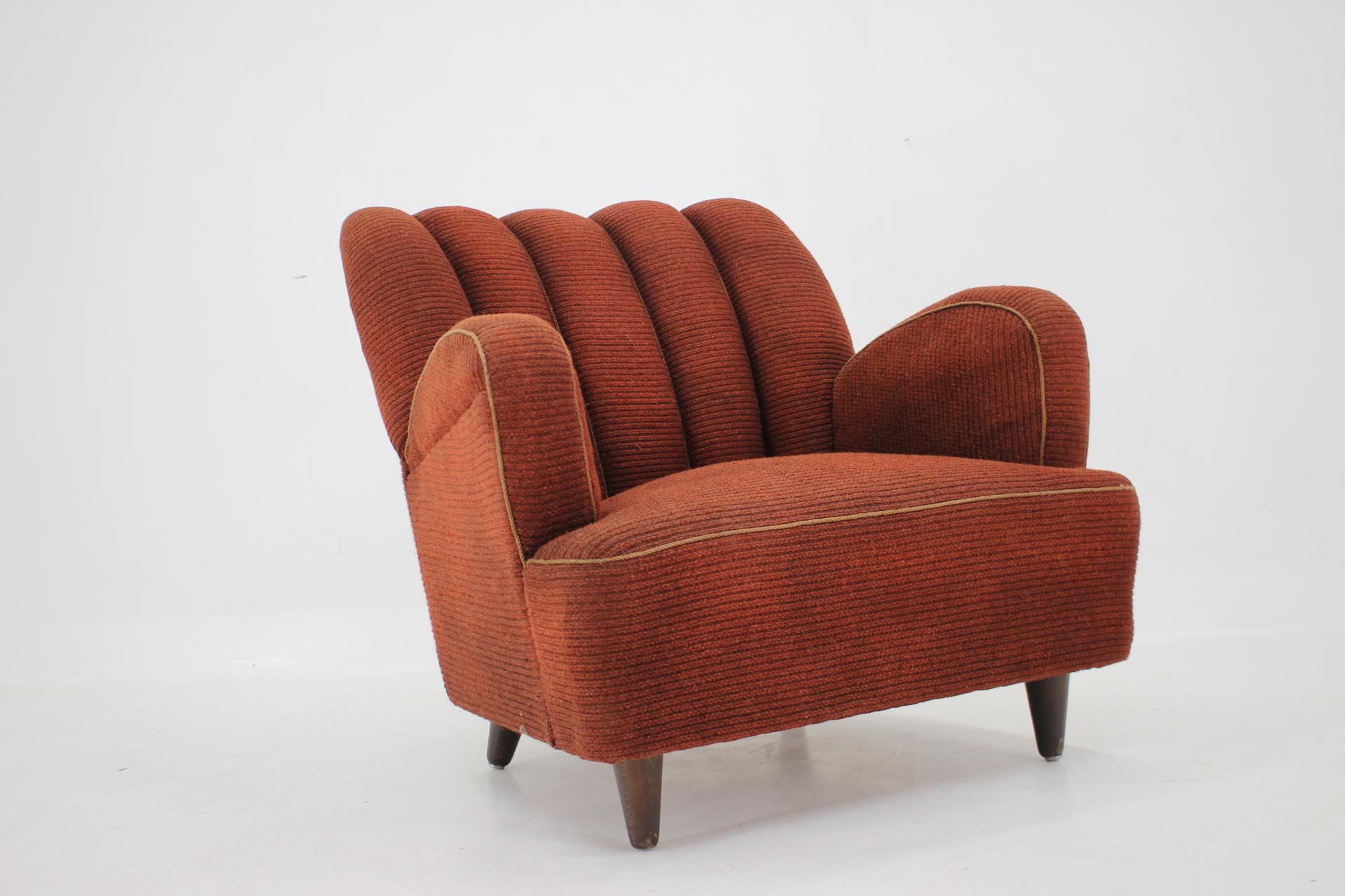 1940s Club Wool Armchair, Czechoslovakia / 3 Items Available 4