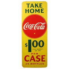 1940s Coca Cola Masonite Vertical Advertising Sign