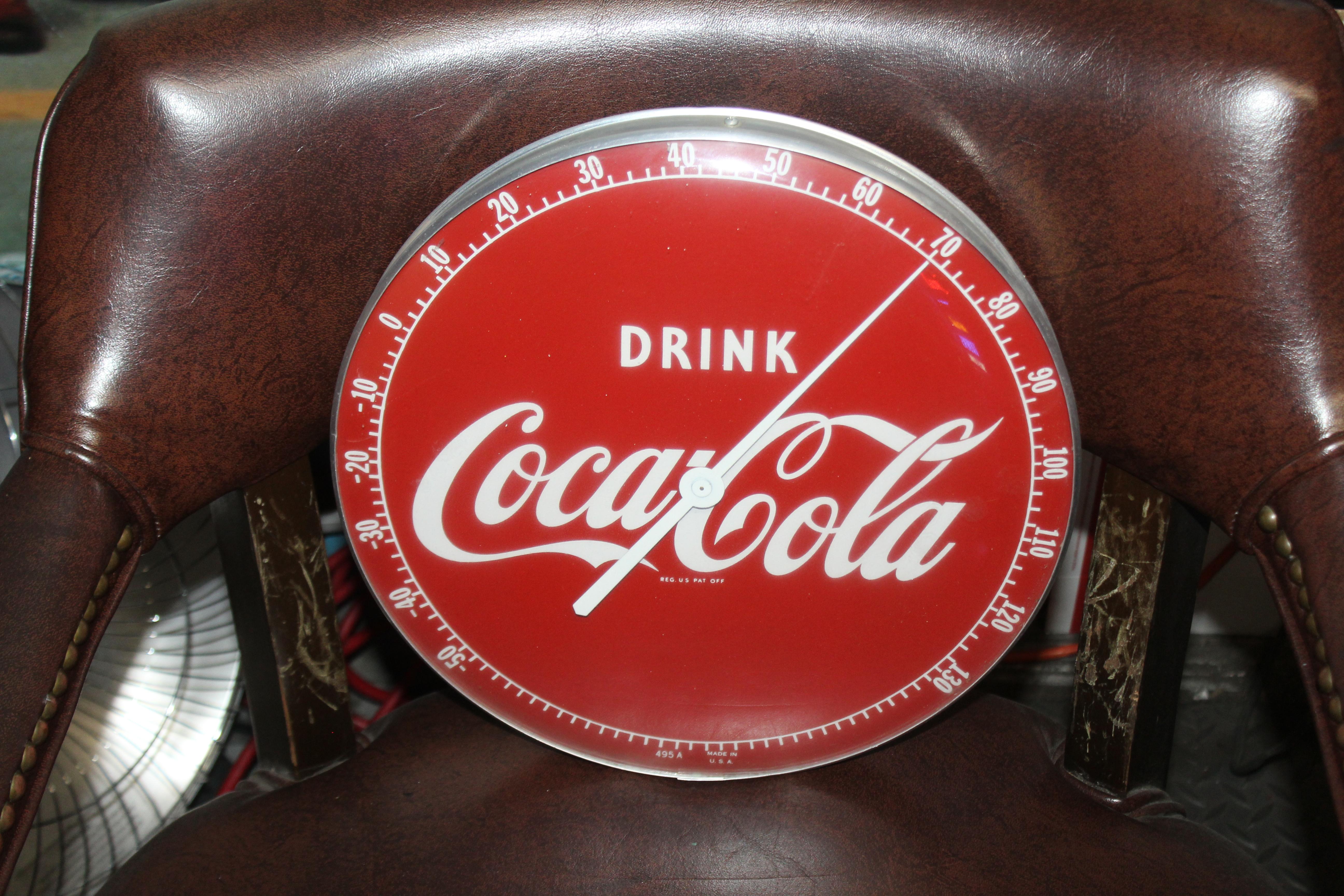1940s Coca Cola Soda Advertising Thermometer Sign For Sale 1
