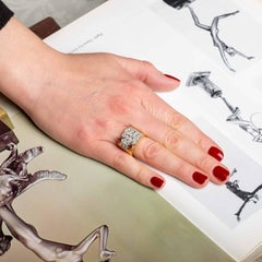 1940s cocktail ring with diamonds and rubies