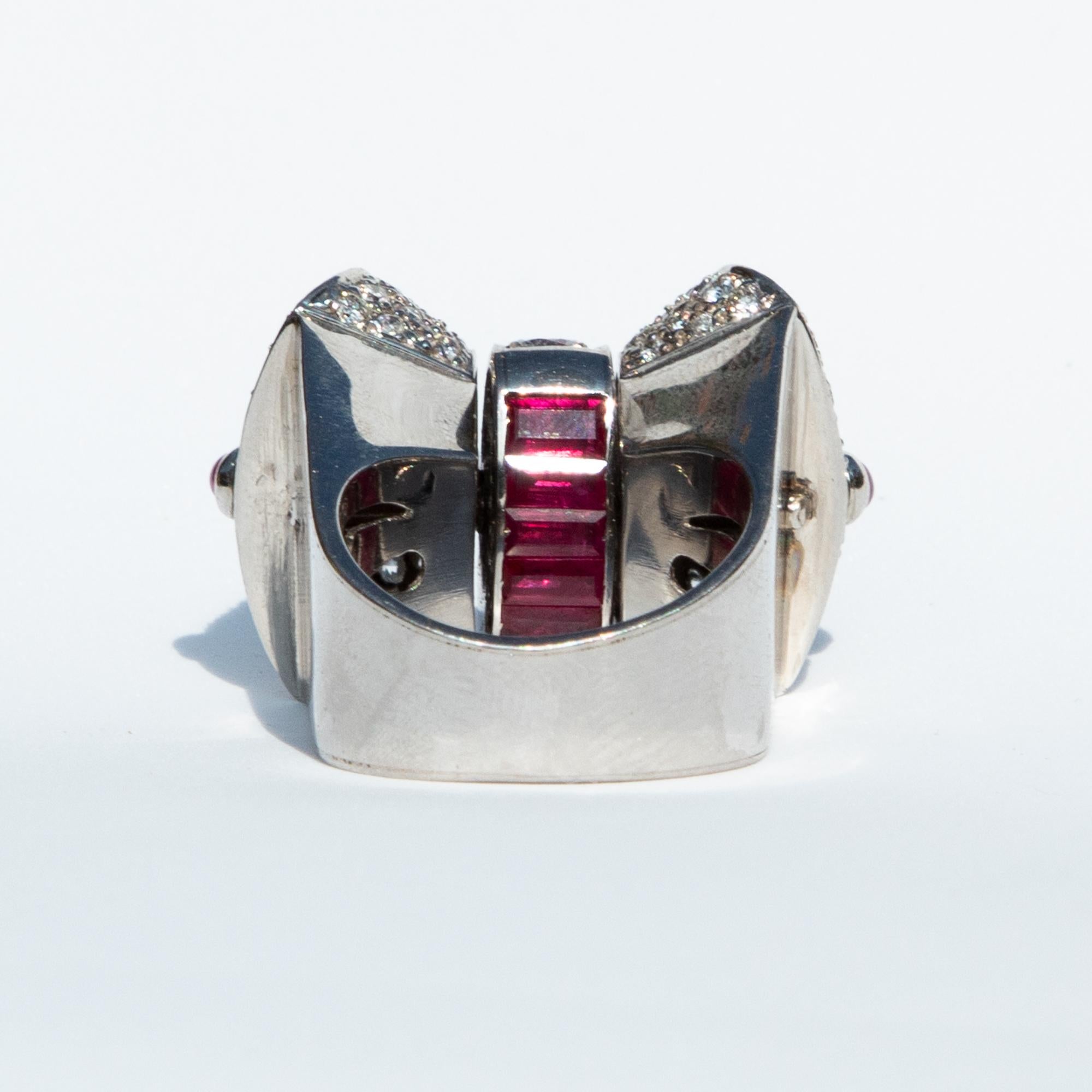 1940s Cocktail Ring with Swivelling Diamond or Ruby 2