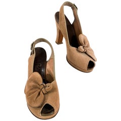 Used 1940s Cocoa Brown Suede Platform Heels