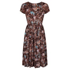 1940s Cold Rayon Floral Print Dress