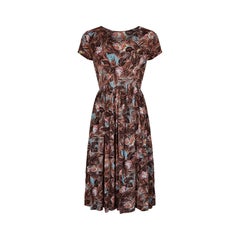 1940s Cold Rayon Floral Print Dress