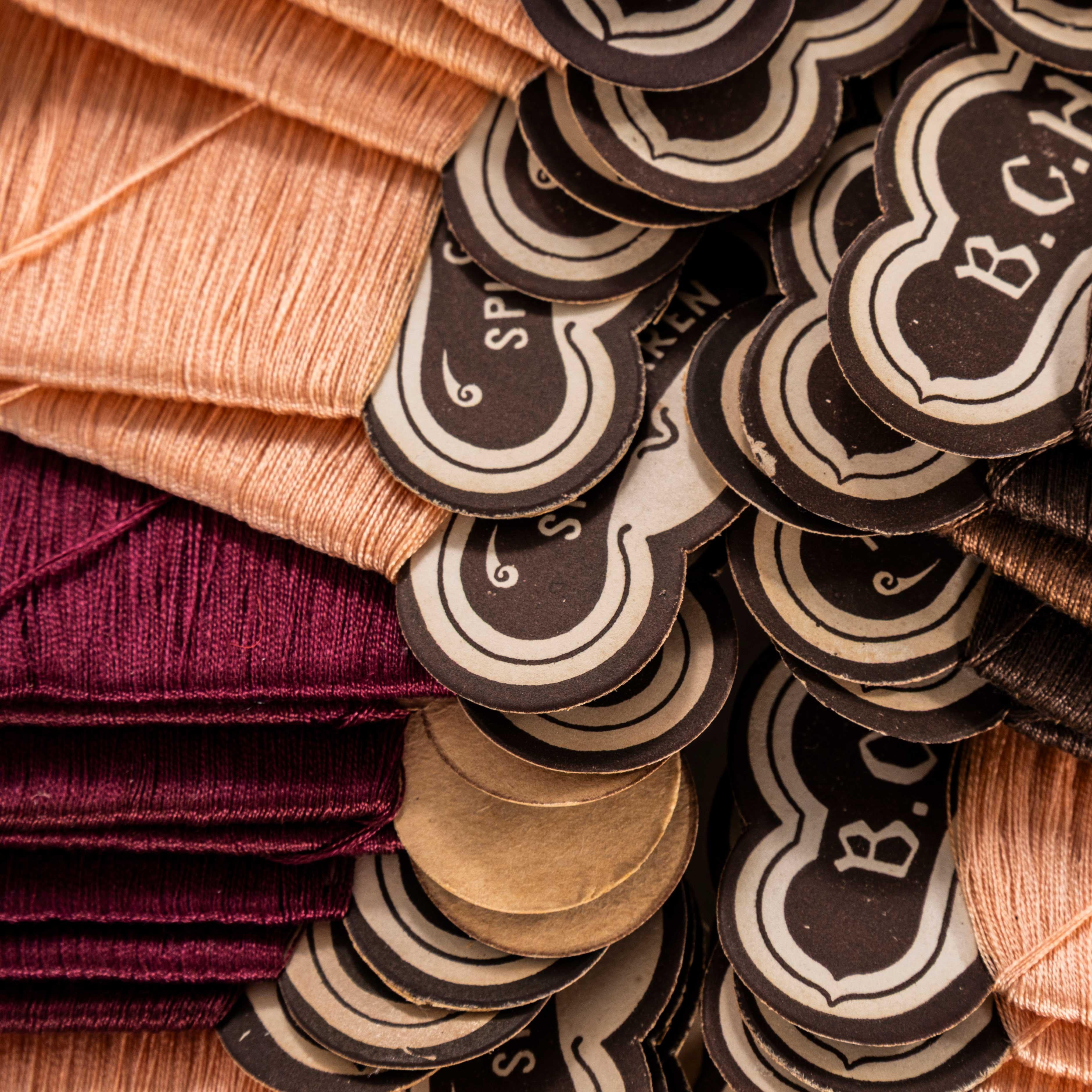 Mid-20th Century 1940's Colour Card Thread - New Old Stock - Mixed Set Of Ten For Sale