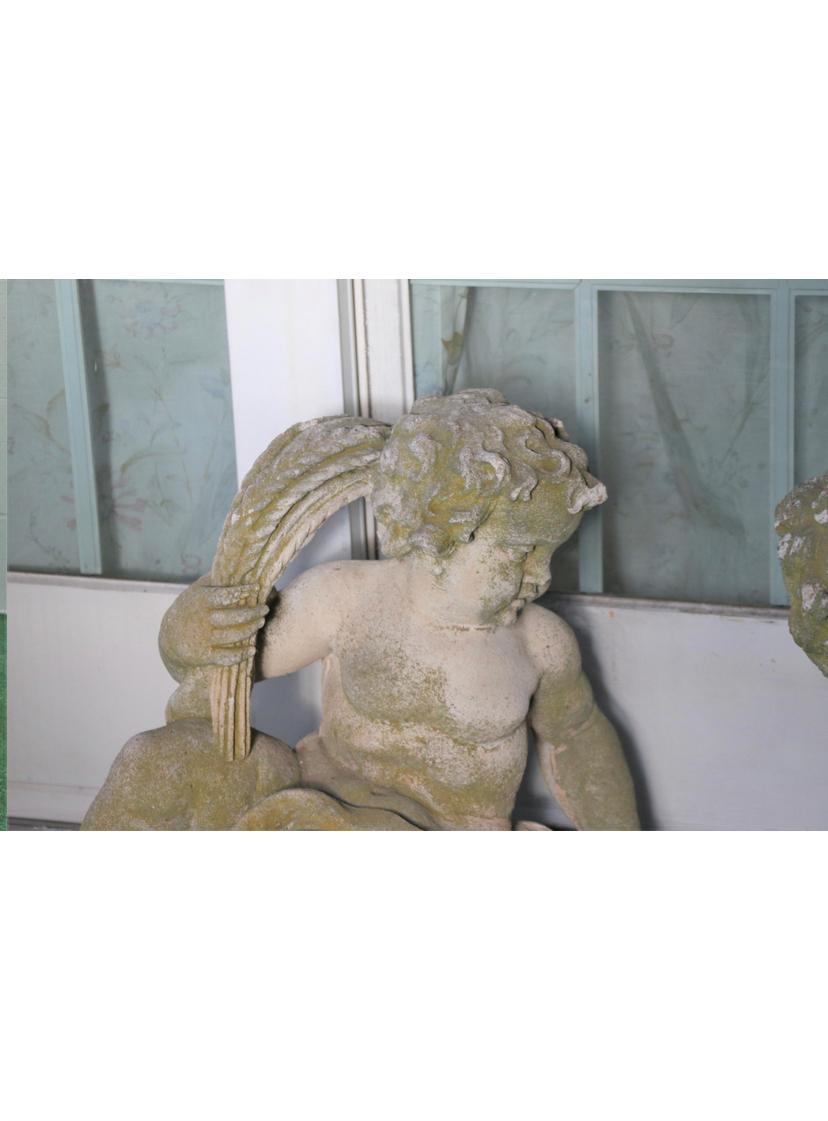 French 1940’s Concrete Pair of Angel Statues For Sale