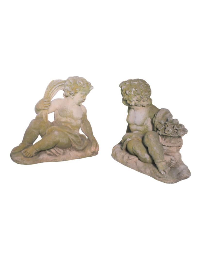 1940’s Concrete Pair of Angel Statues In Good Condition In North Hollywood, CA
