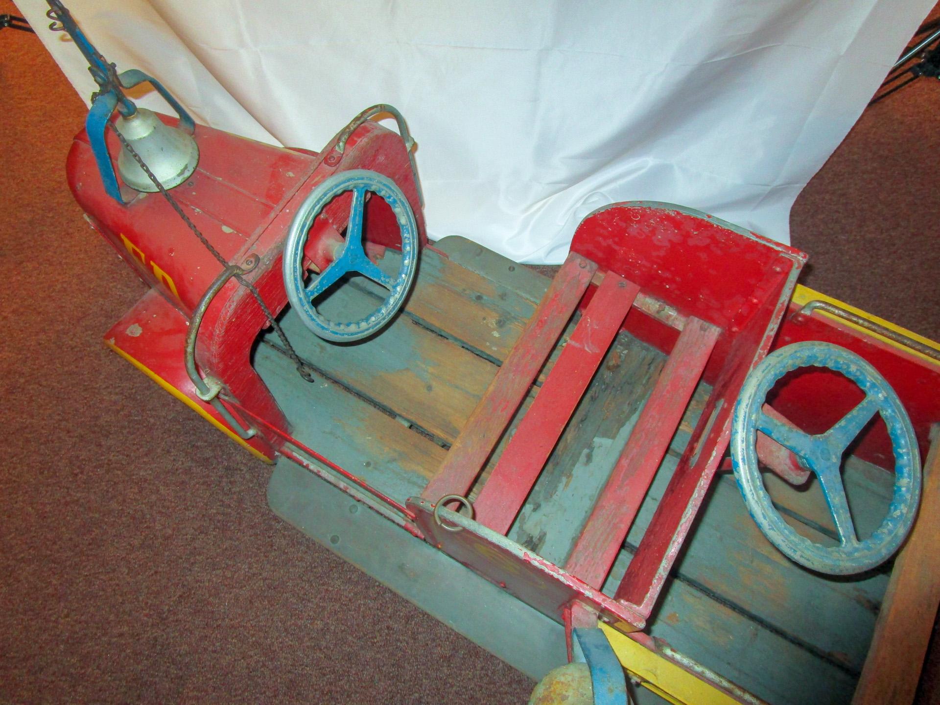 Mid-20th Century 1940s Coney Island Amusement Park Kiddie Car Fire Engine in Original Condition