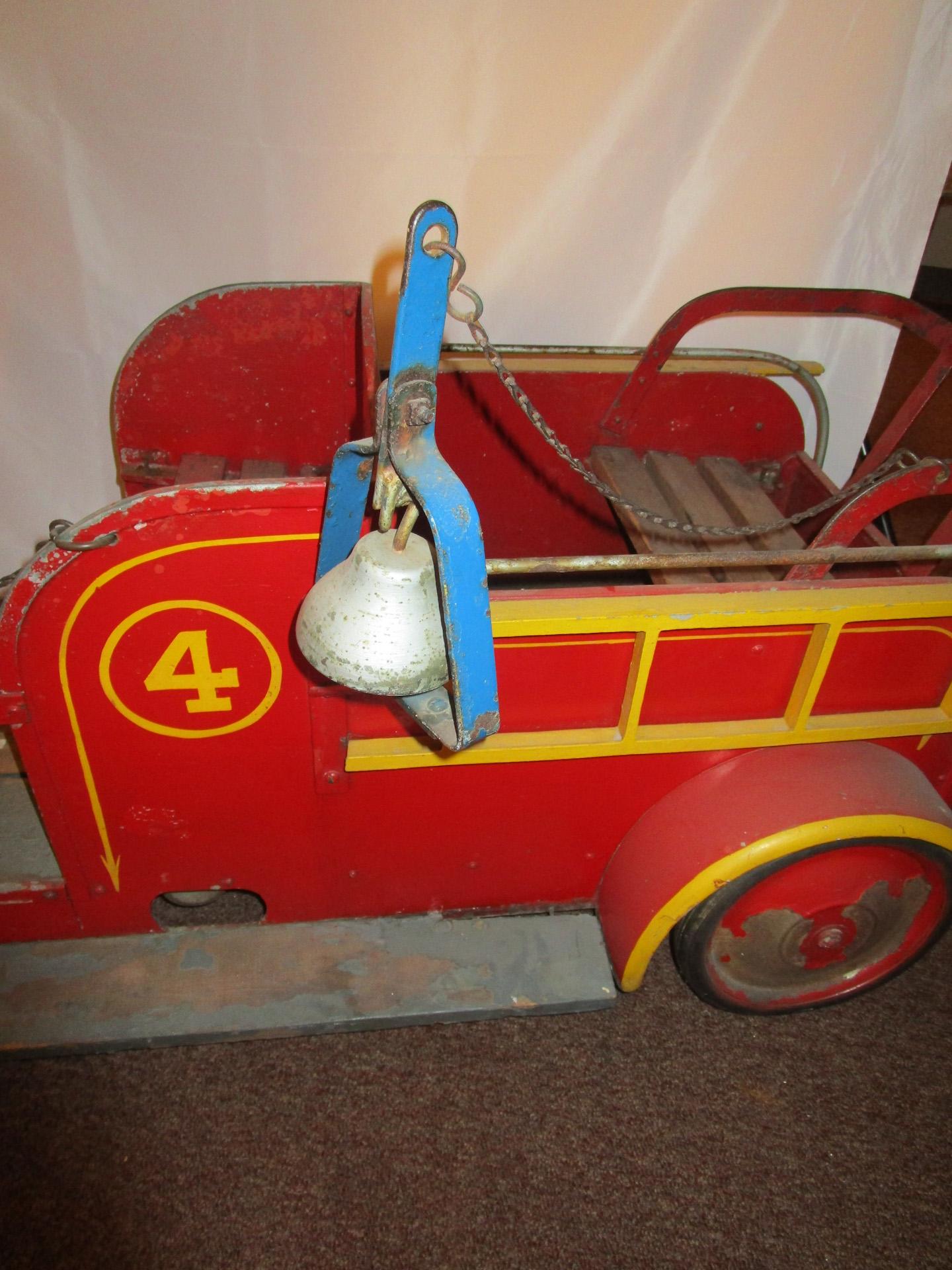 Mid-20th Century 1940s Coney Island Amusement Park Kiddie Car Fire Engine in Original Condition For Sale