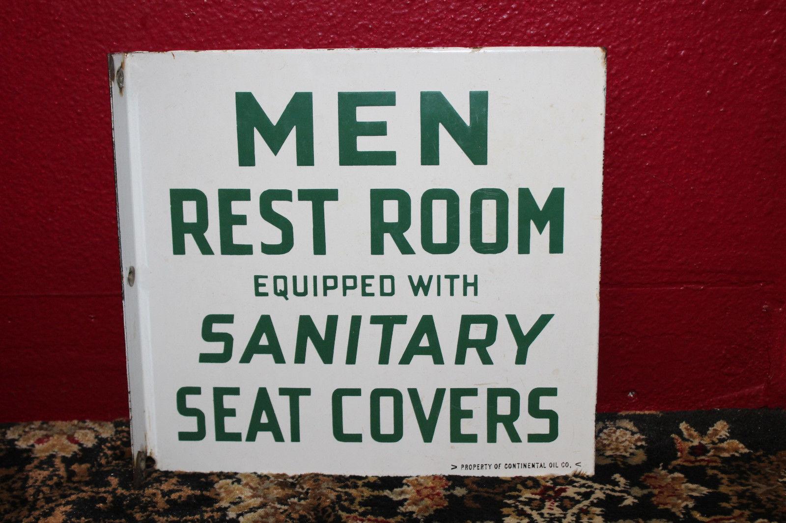 1940s Conoco Restroom Set Porcelain Flange Sign For Sale 4