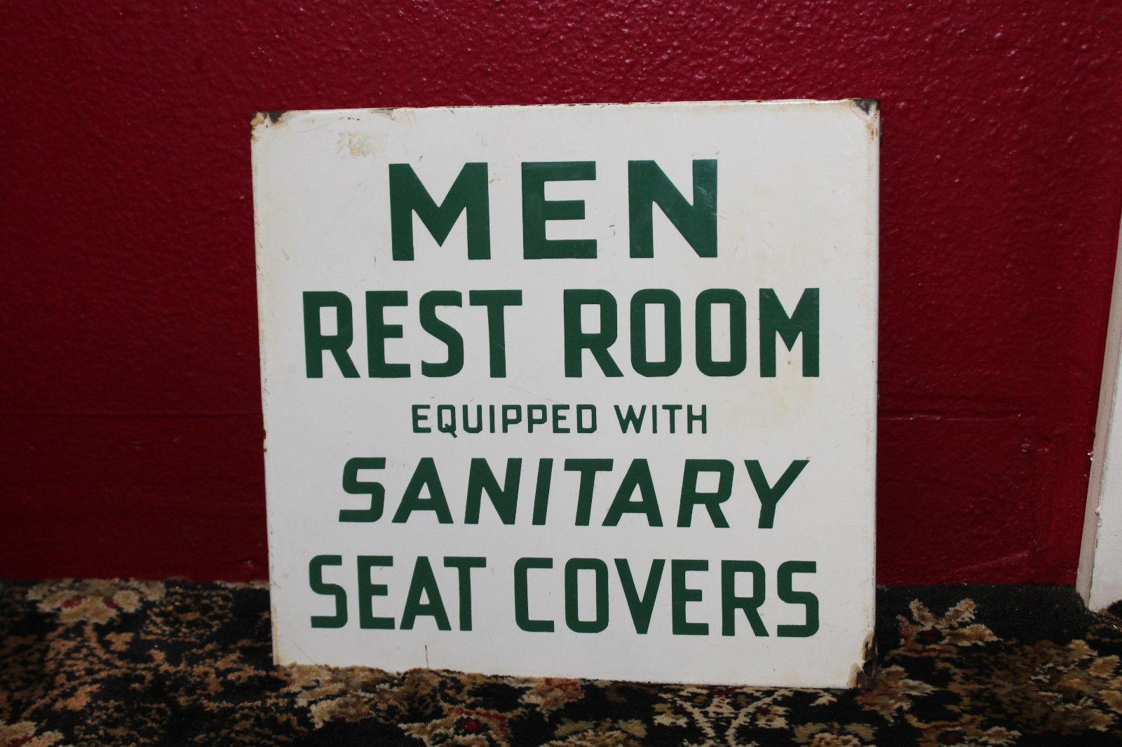 Mid-20th Century 1940s Conoco Restroom Set Porcelain Flange Sign For Sale
