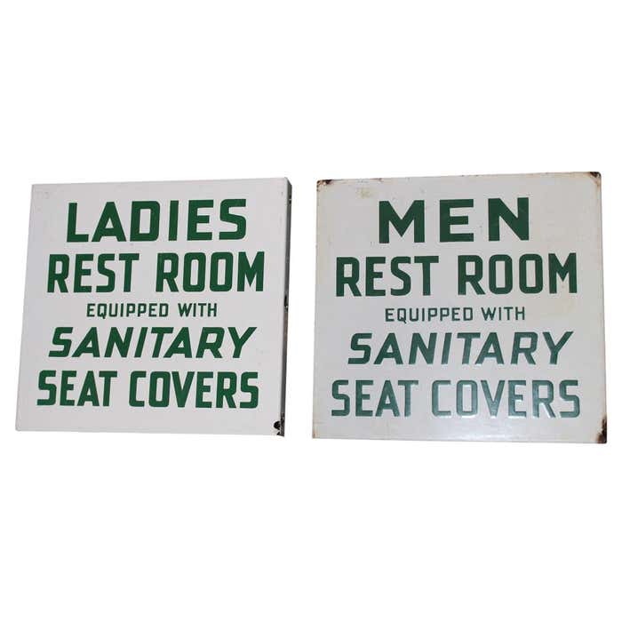 1940s Conoco Restroom Set Porcelain Flange Sign For Sale at 1stDibs ...