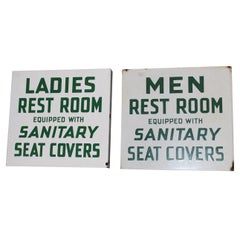 1940s Conoco Restroom Set Porcelain Flange Sign