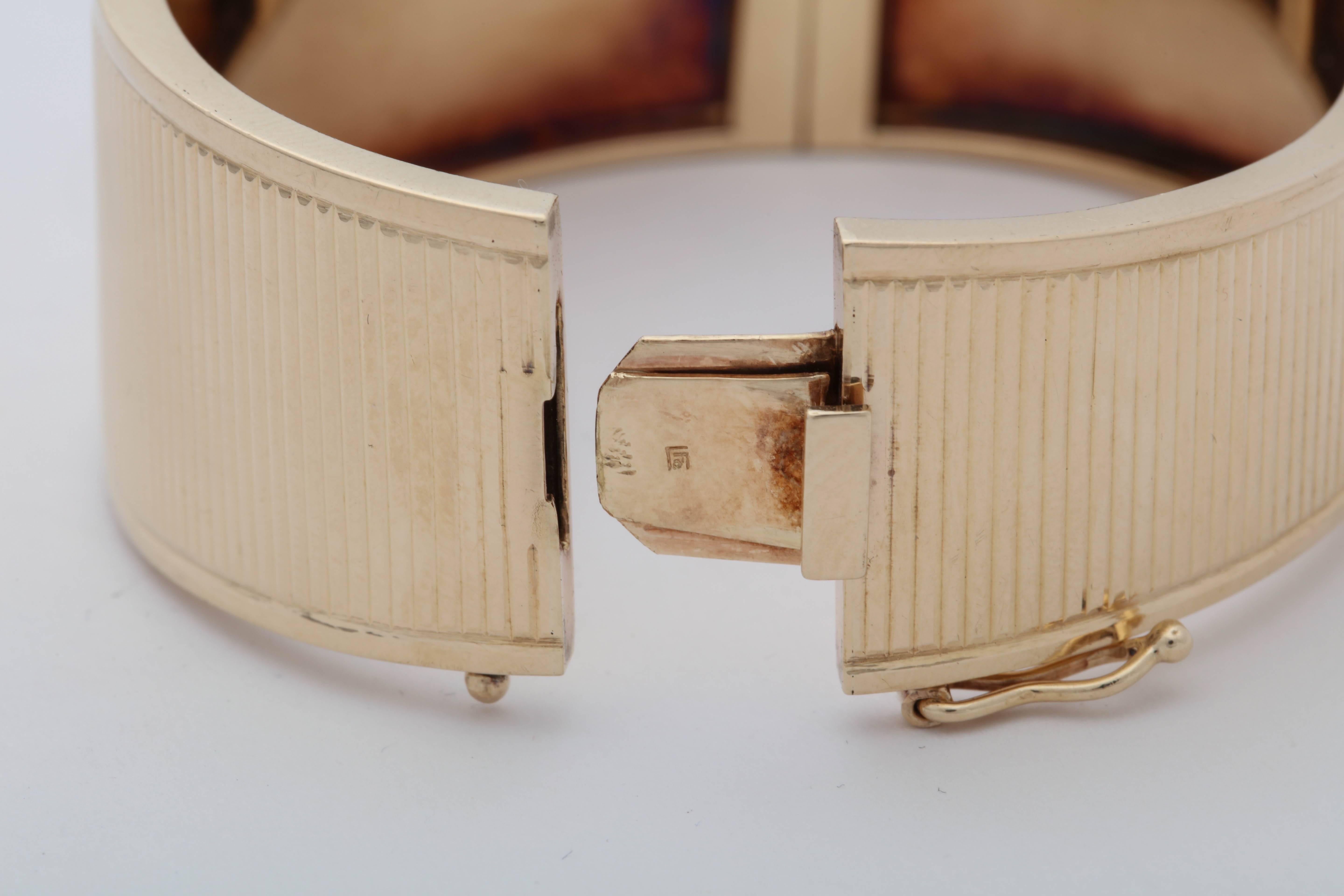 1940s Cool, Chic and Hip High Polish Ridged Gold Tapered Bangle Bracelet 2