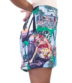 1940S COOPERS Scenic Photo Beach Print Aloha Pin-Up Girl Shorts