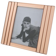 1940s Copper Pink Mirror Geometric Picture Frame