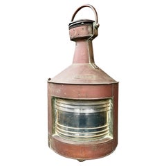1940s Copper+Brass Ships Starboard Lantern Wartime Merchant Vintage Cabin Light
