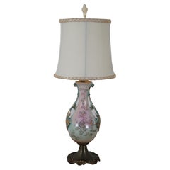 1940s Coronet Porcelain Hand Painted Floral Vanity Table Lamp 25"