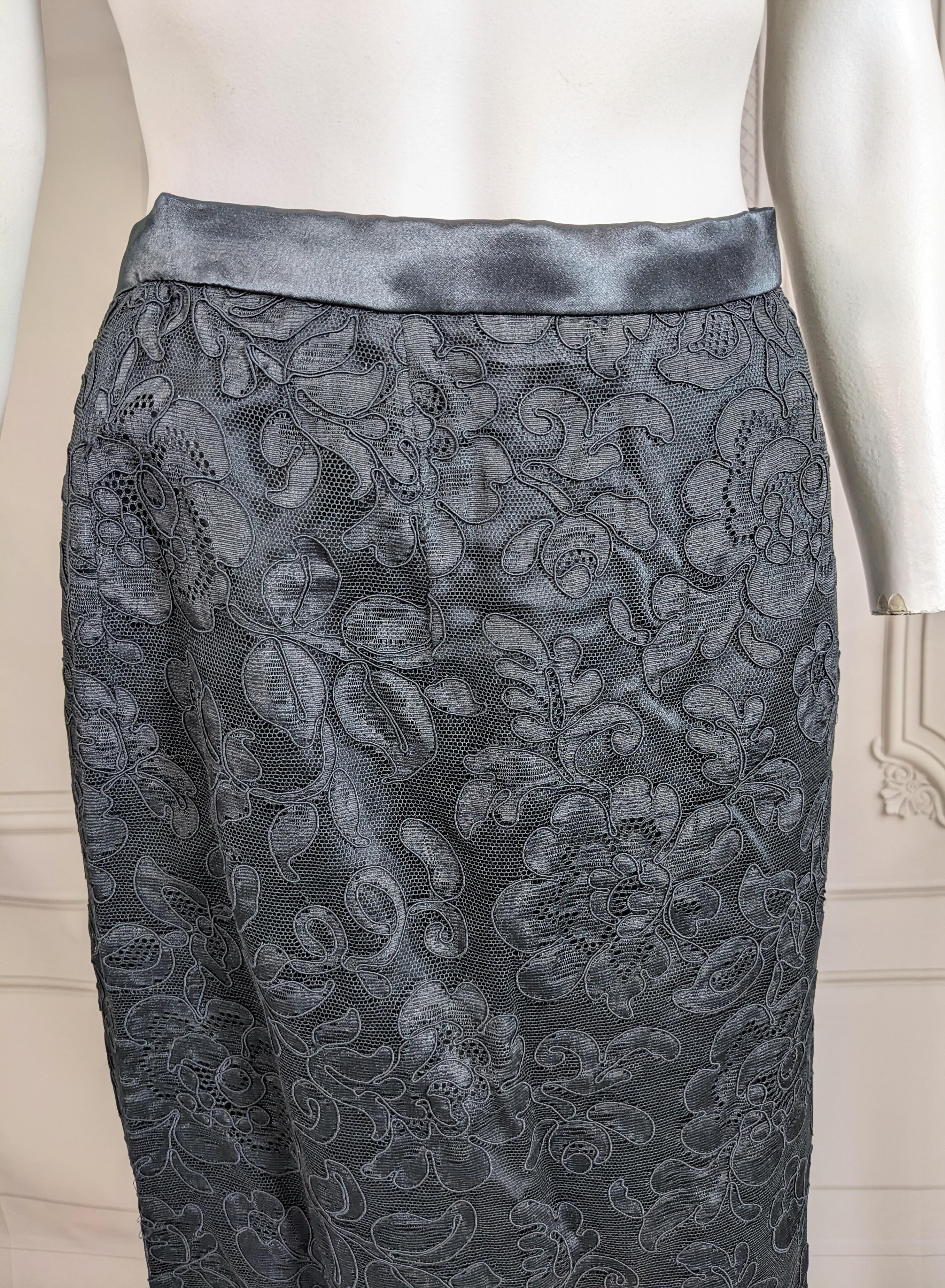 1940's Cotton Lace and Satin Cocktail Suit For Sale 5