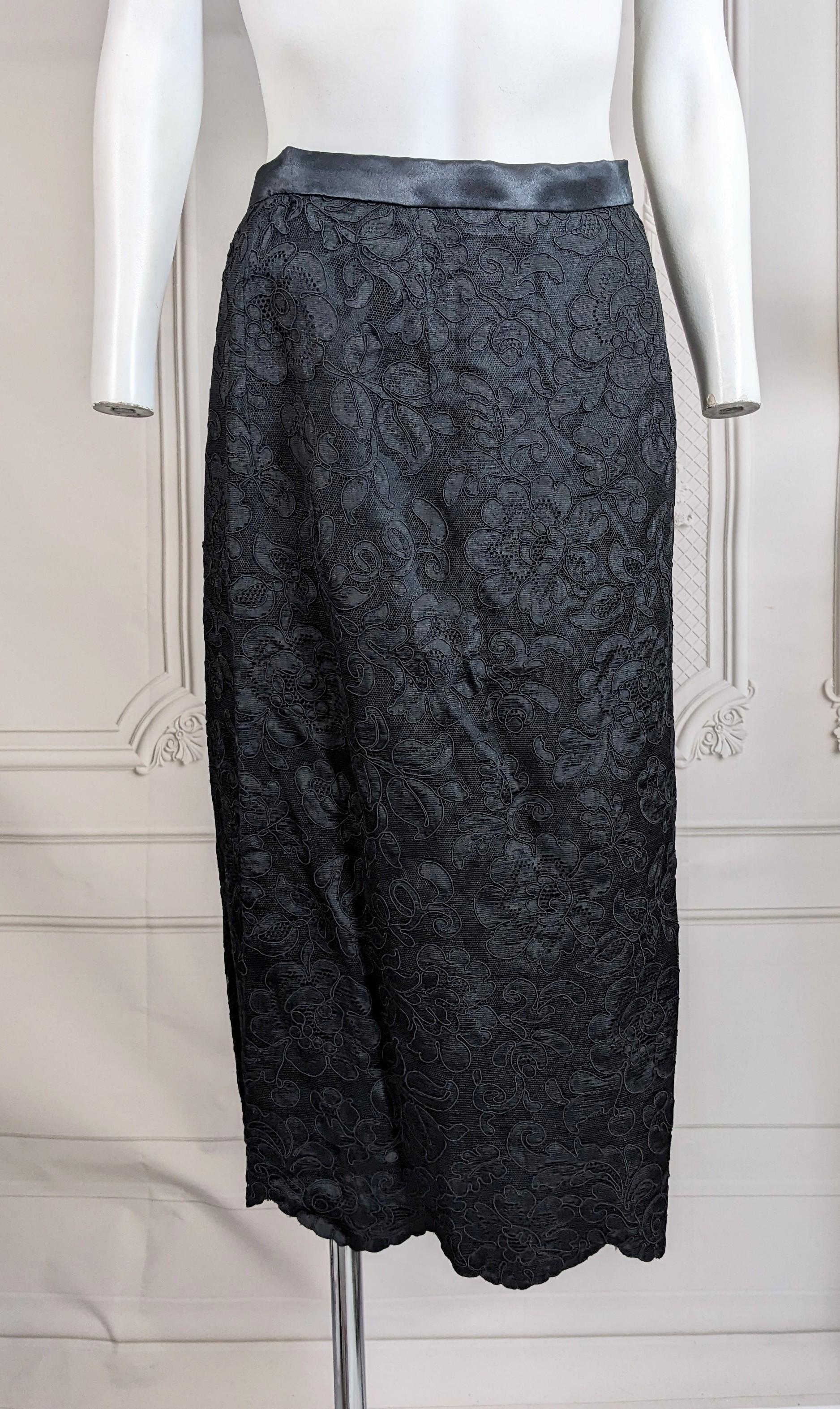 1940's Cotton Lace and Satin Cocktail Suit For Sale 6