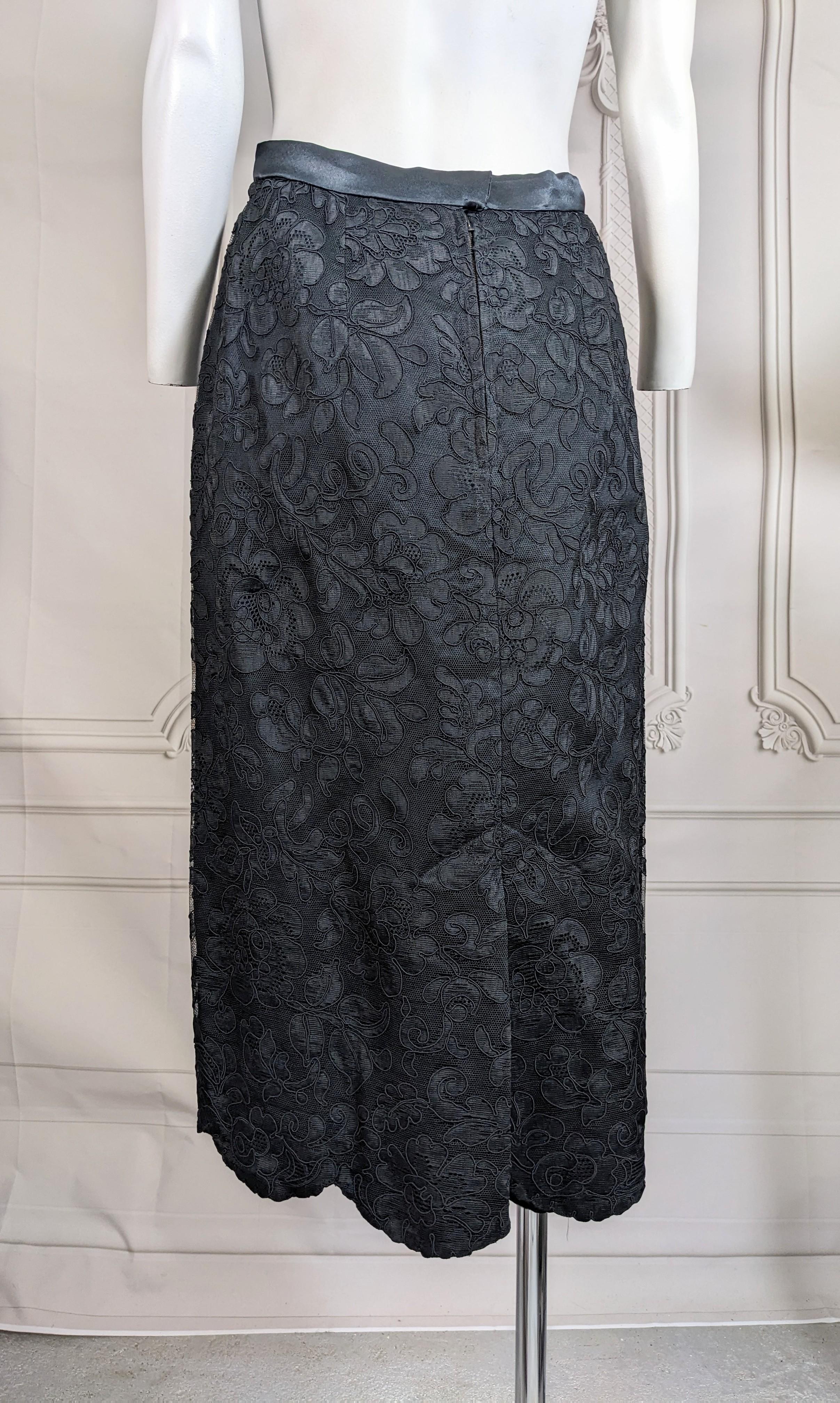 1940's Cotton Lace and Satin Cocktail Suit For Sale 7