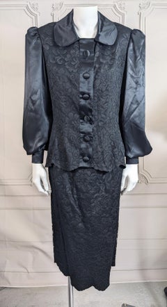1940's Cotton Lace and Satin Cocktail Suit