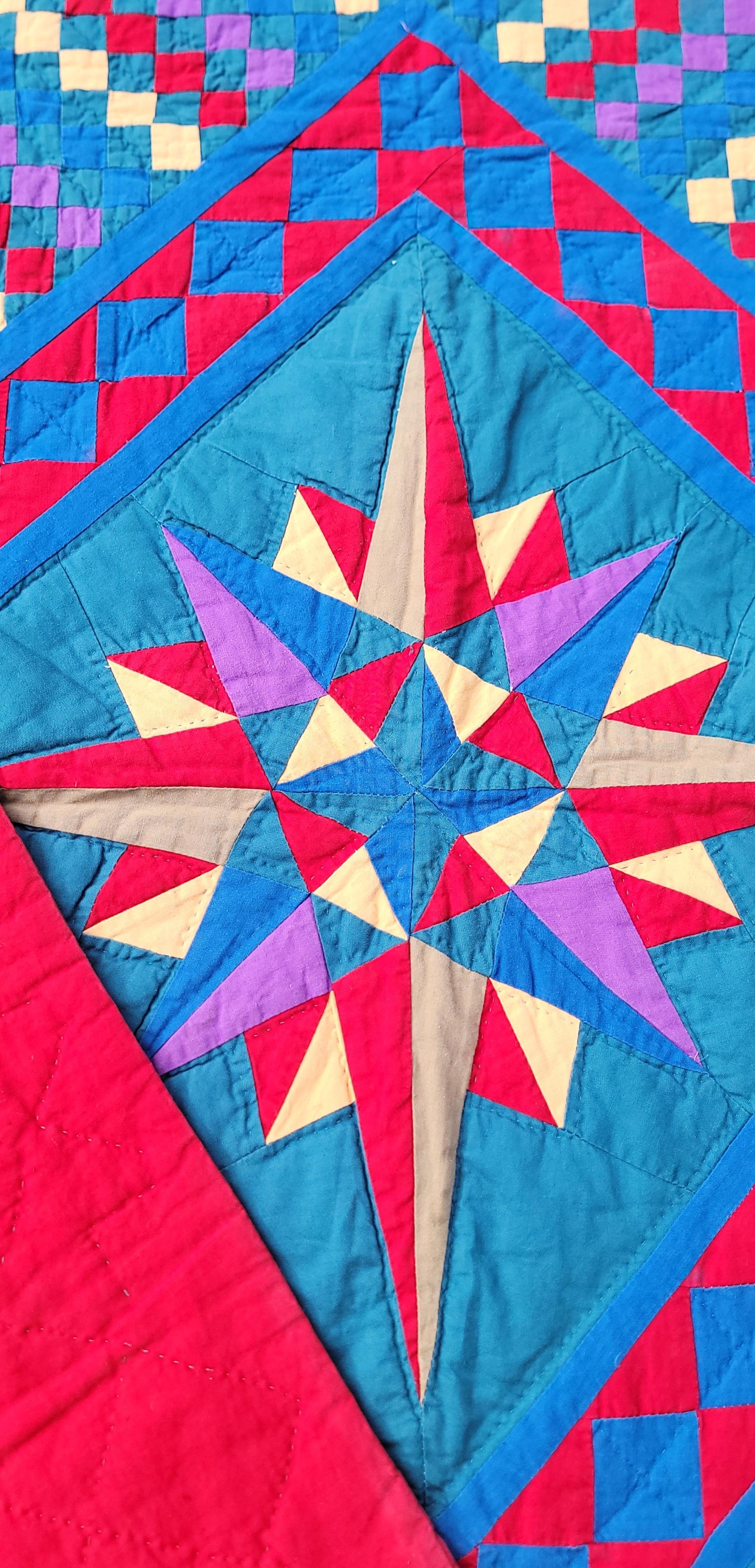 Américain Couette pour berceau en coton Mariners Compass des années 1940 en vente