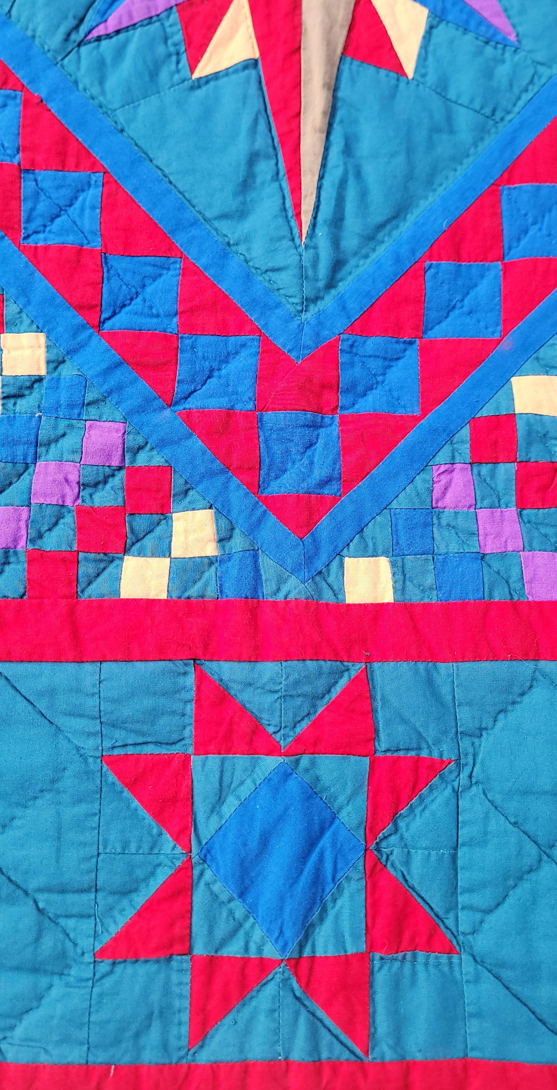 Fait main Couette pour berceau en coton Mariners Compass des années 1940 en vente