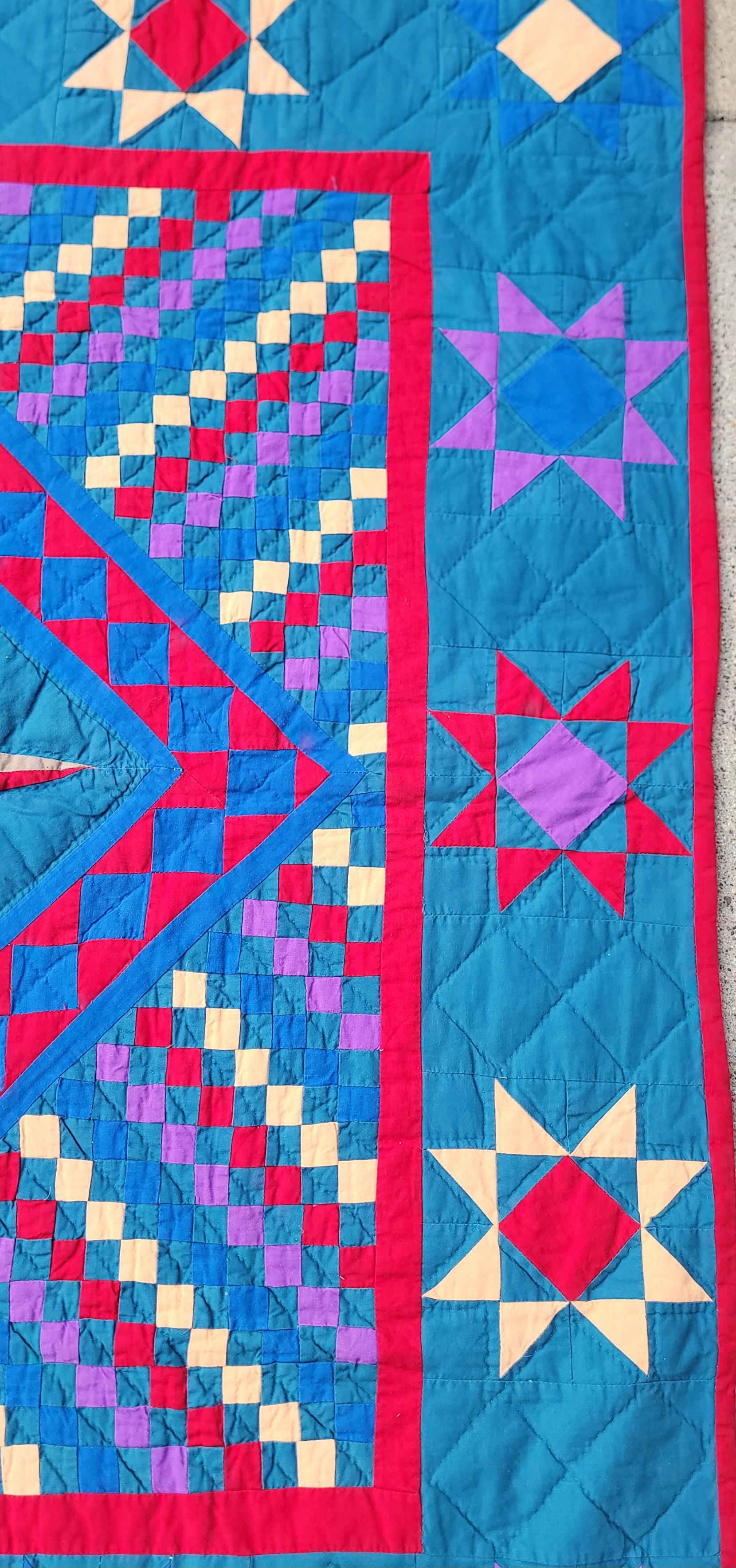 Couette pour berceau en coton Mariners Compass des années 1940 Bon état - En vente à Los Angeles, CA