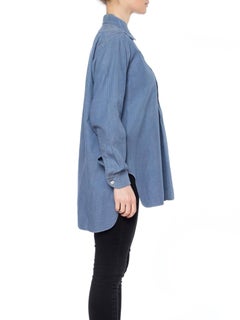 1940S Cotton Men's French Workwear Popover Shirt With Single Pocket