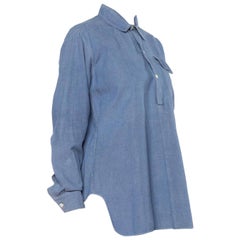 1940S Cotton Men's French Workwear Popover Shirt With Single Pocket