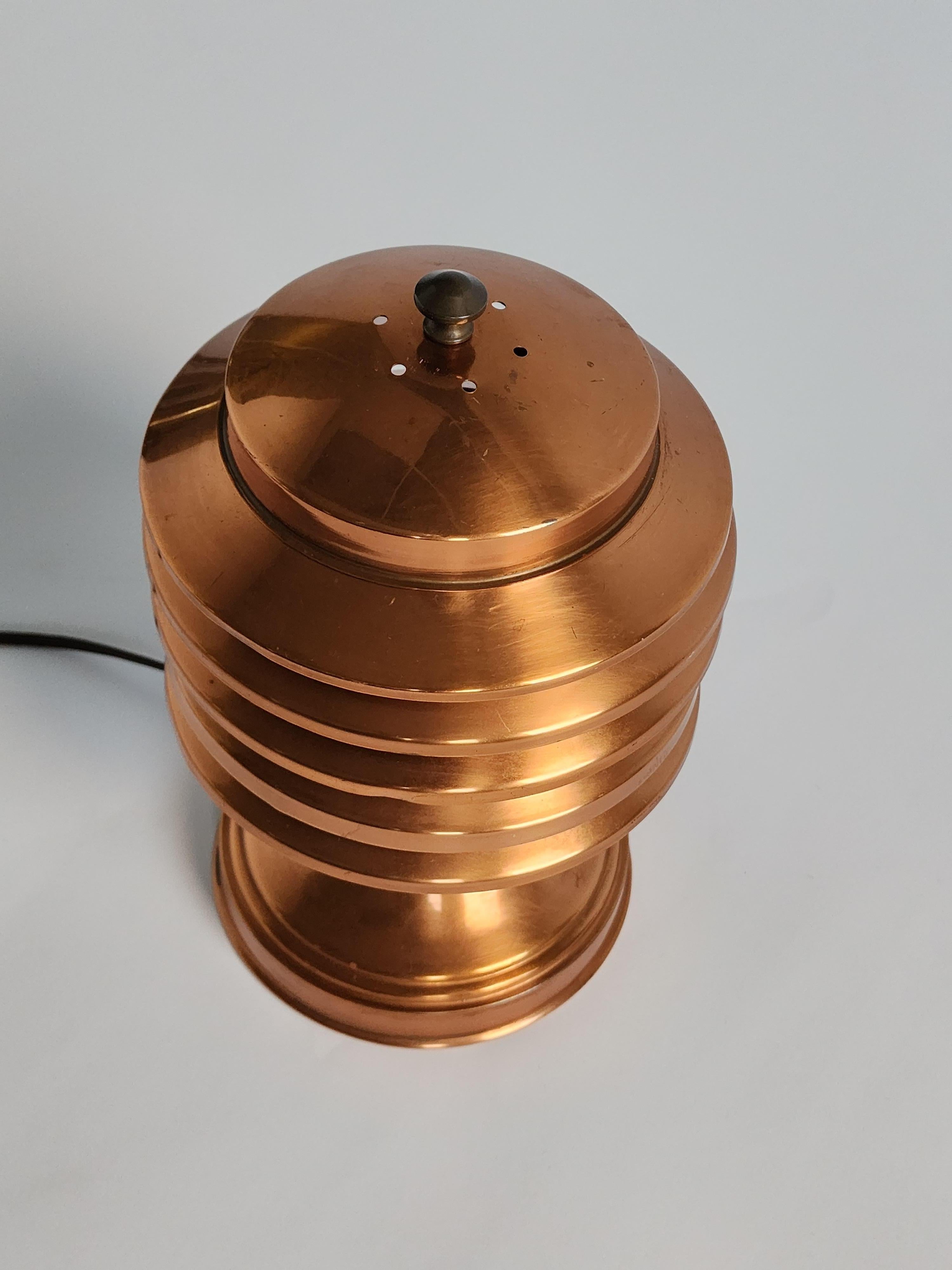1940s Coulter Louvered Copper Table Lamp, Canada 1