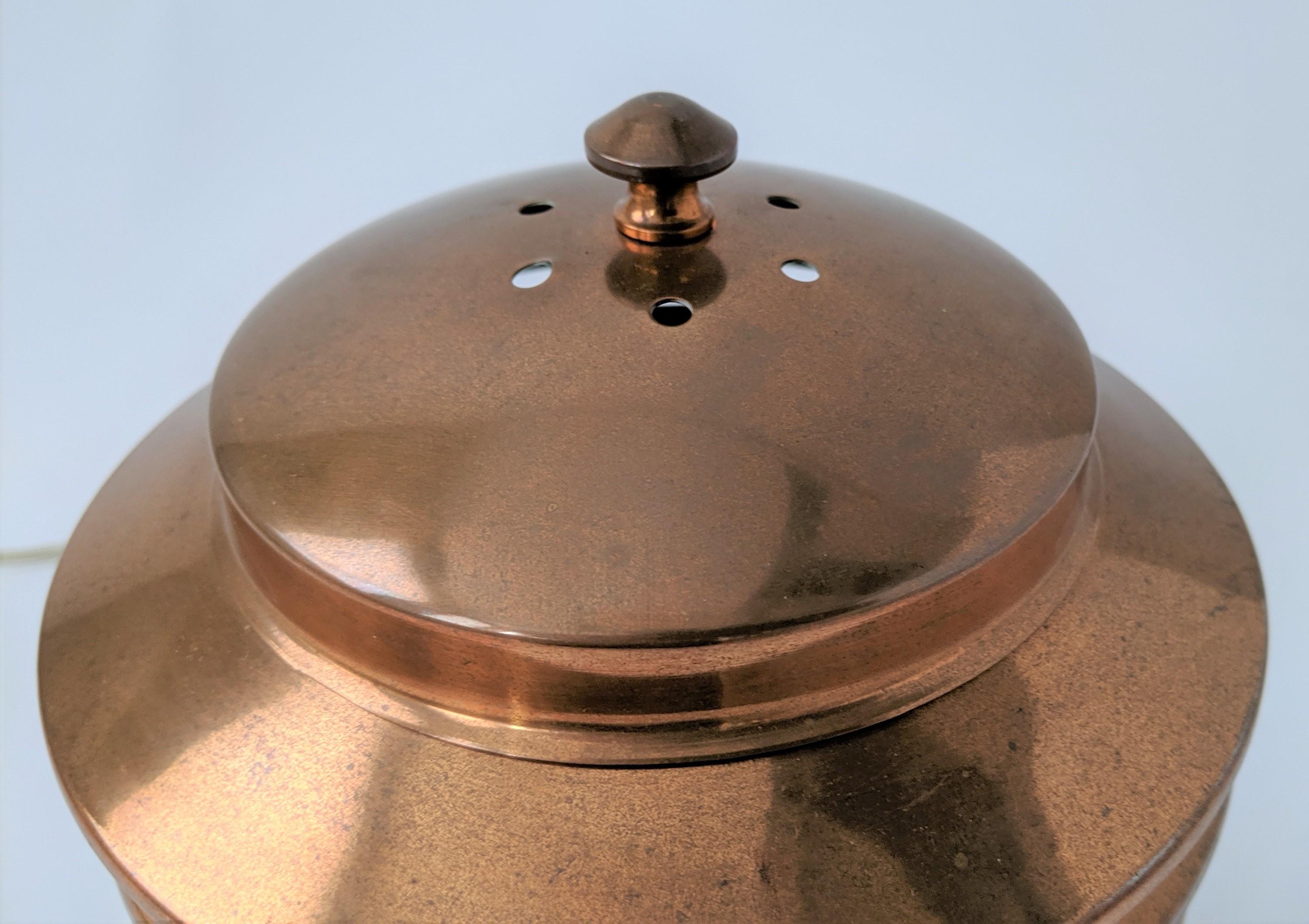 1940s 'Coulter' Louvered Copper Table Lamp, Canada 3