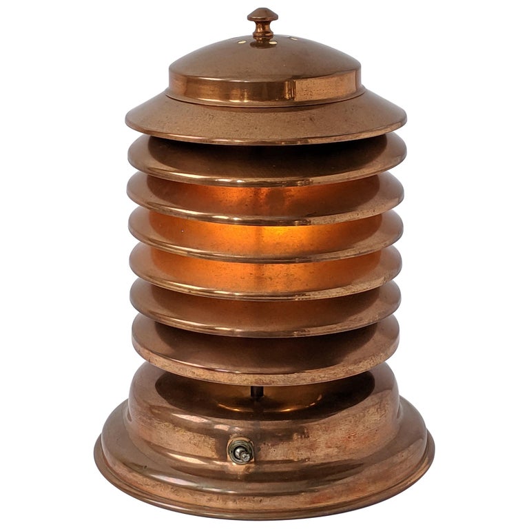 1940s 'Coulter' Louvered Copper Table Lamp, Canada at 1stDibs
