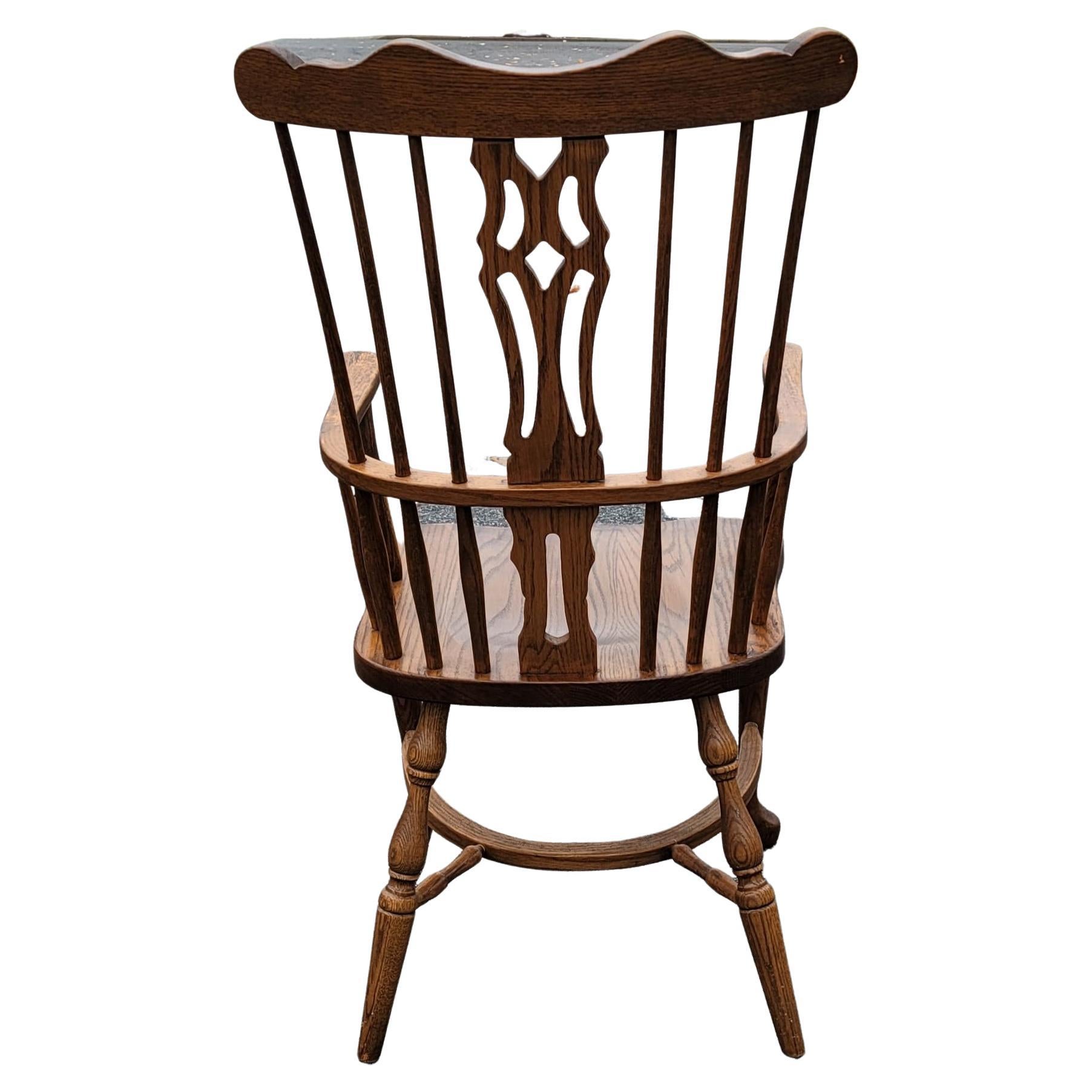 American 1940s Country High Back Oak Windsor Armchair For Sale