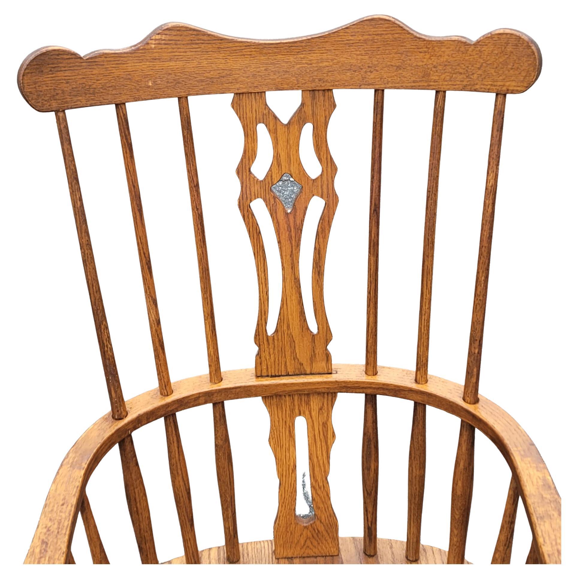 1940s Country High Back Oak Windsor Armchair For Sale 1