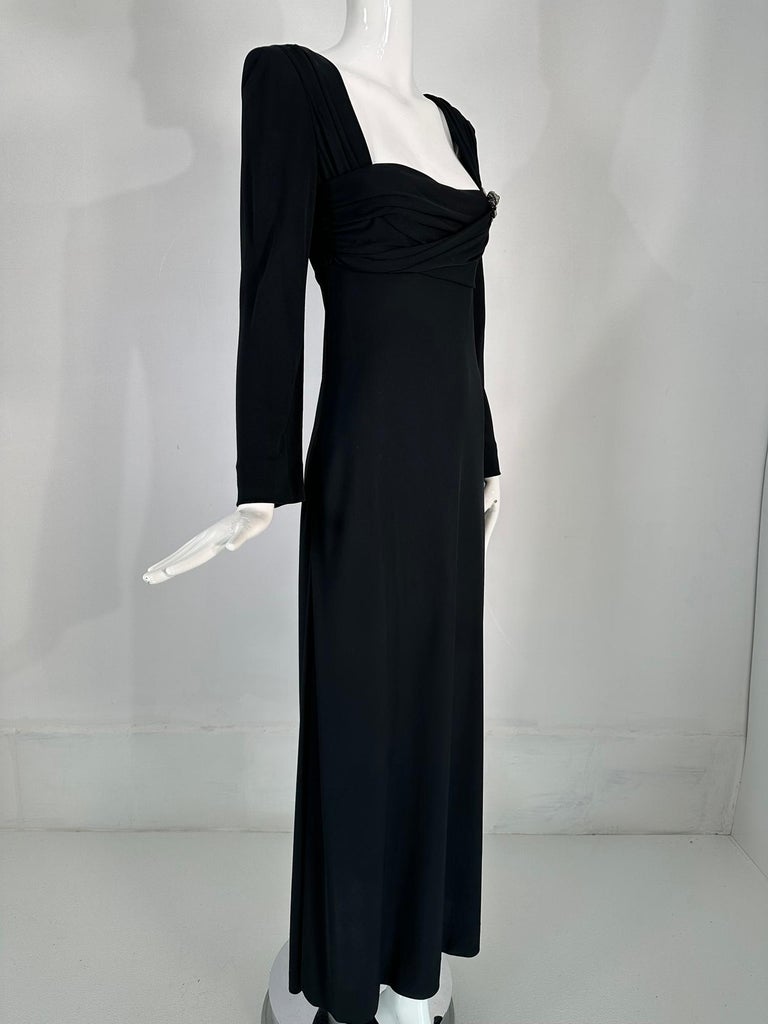 semi formal black dress with sleeves Glamorous 1950's Old Hollywood Black Velvet Evening Gown By De Michael –  Xtabay Vintage main image 1