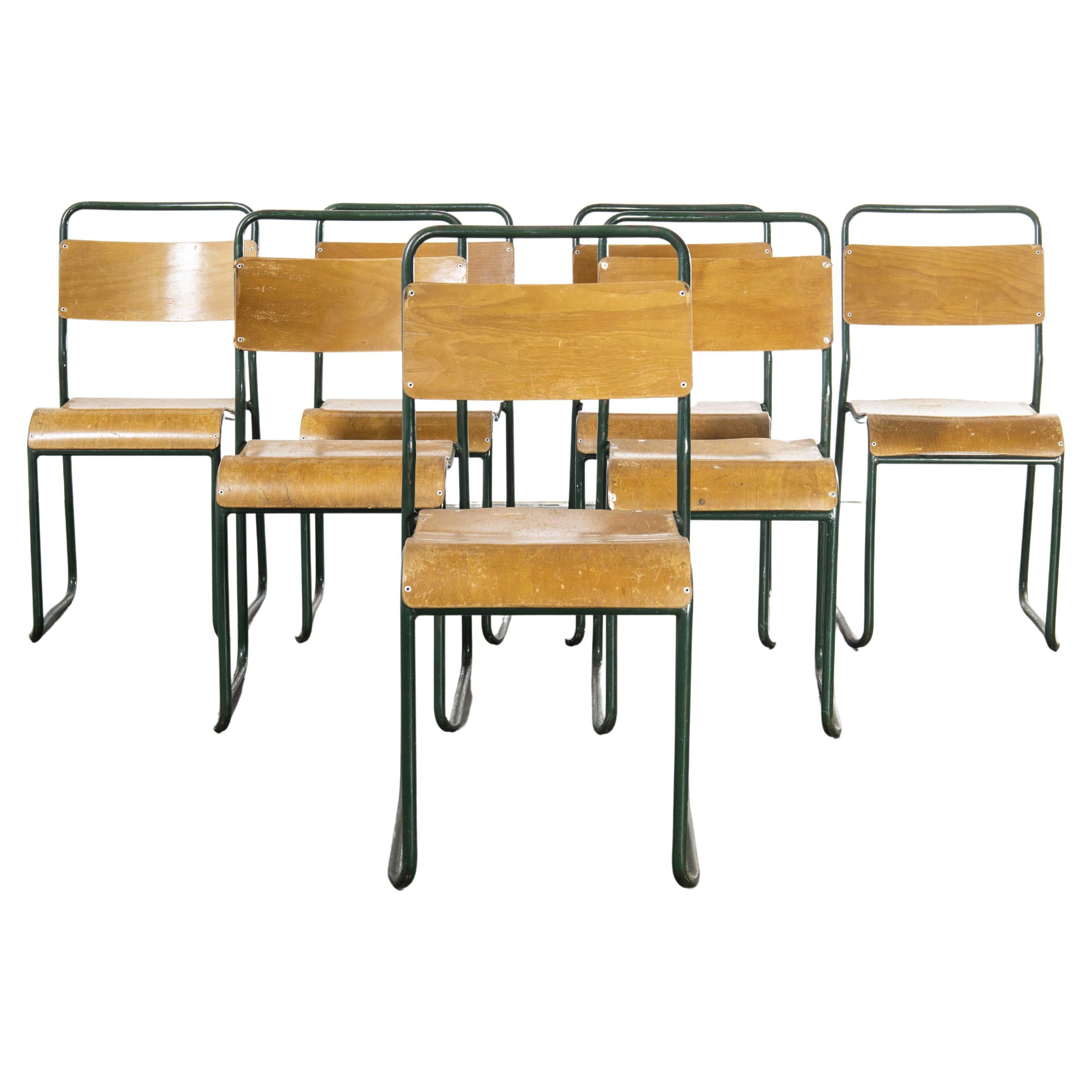 1940's COX Green Stacking Tubular Metal Dining Chair, Set of Seven