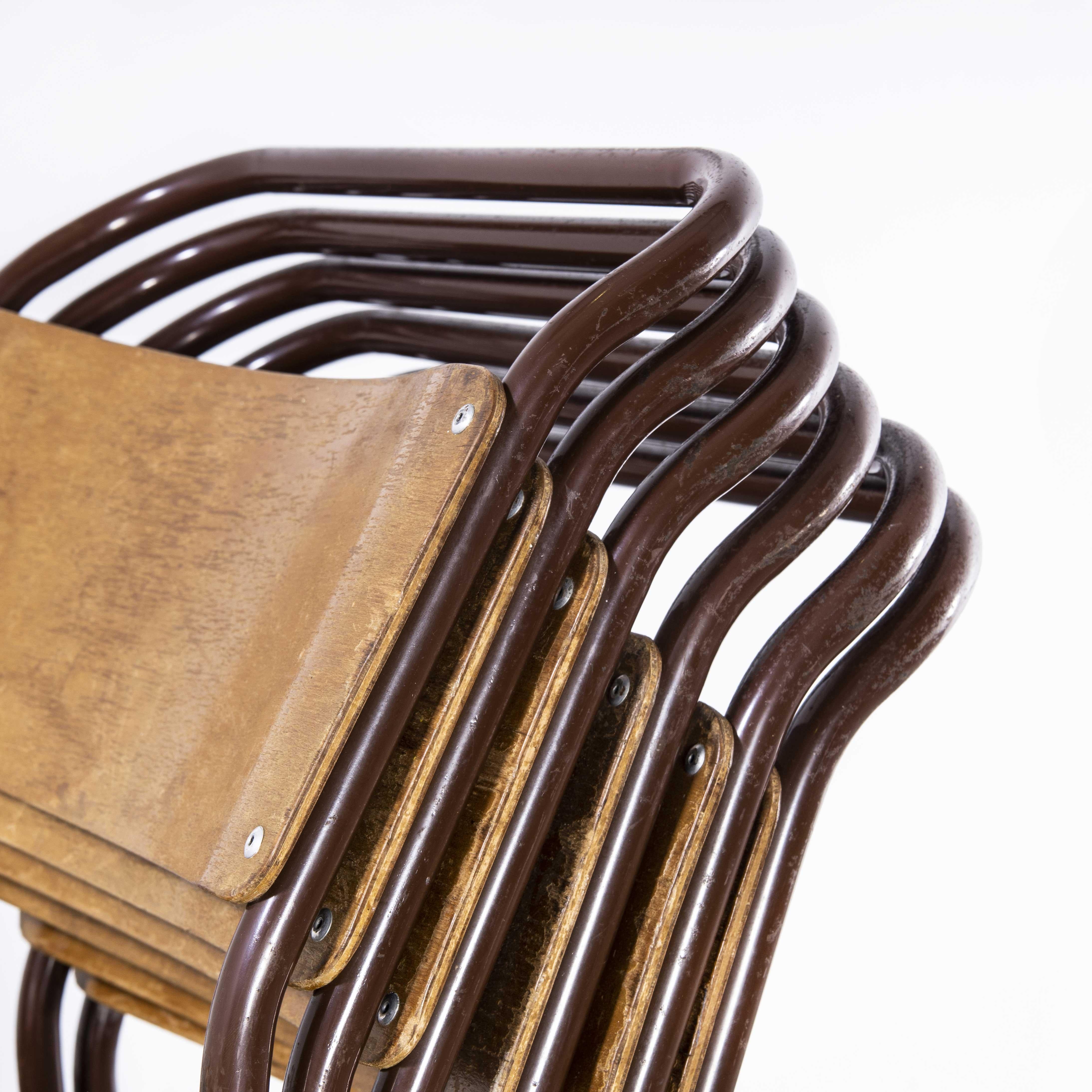 Birch 1940's COX Tubular Metal Dining Chairs, Set of Six